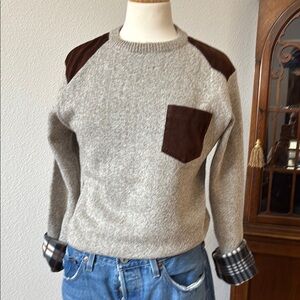 Buffalo David Bitton Men's Neutral Sweater with Corduroy and Flannel